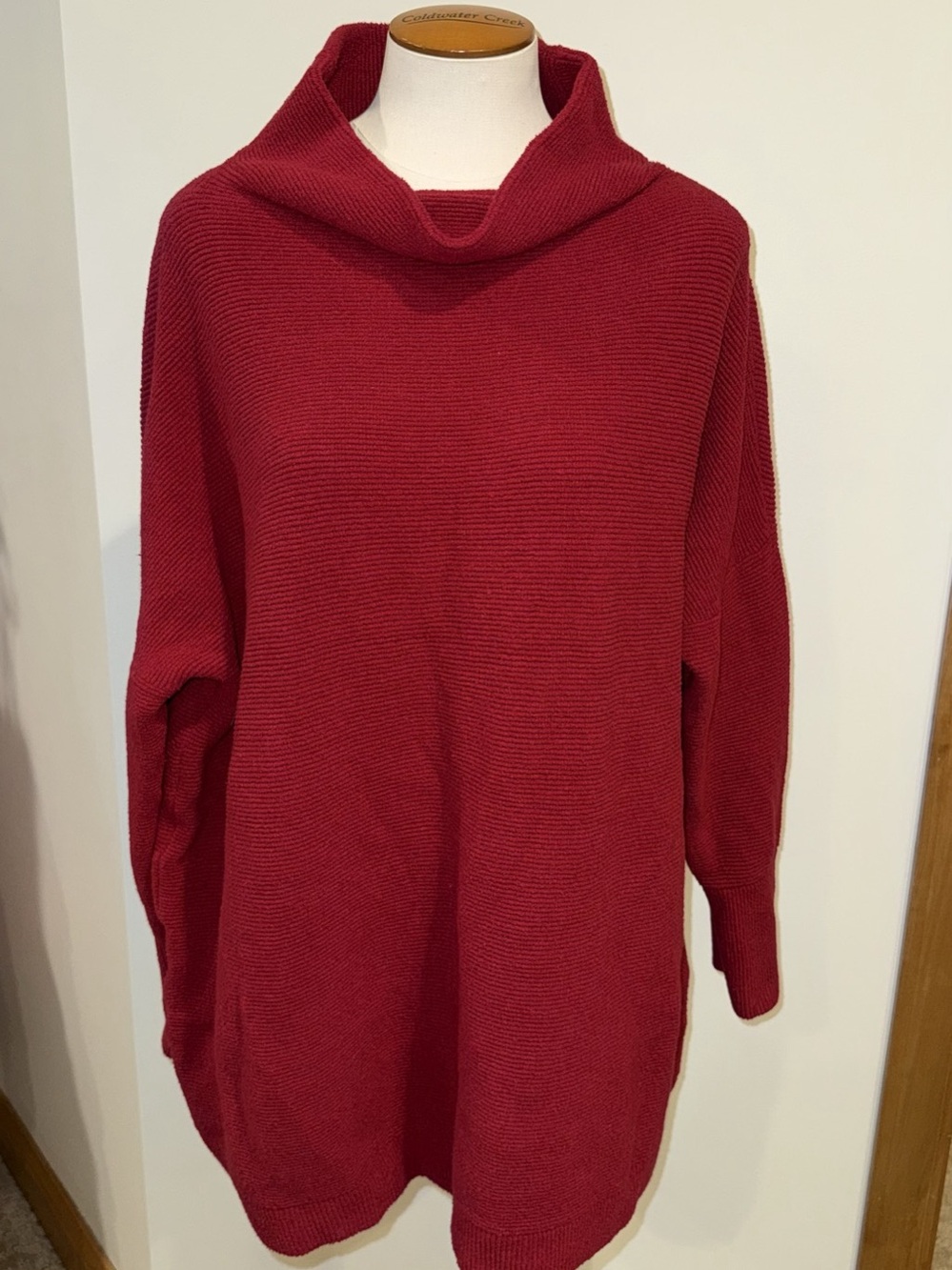 Free People Red Cowl Neck Sweater Size Medium Like New